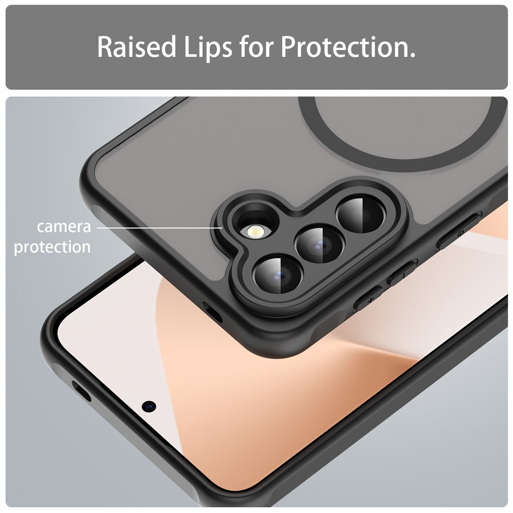 For Samsung Galaxy A57 5G Magnetic Case Anti Drop PC + TPU Phone Cover - Black