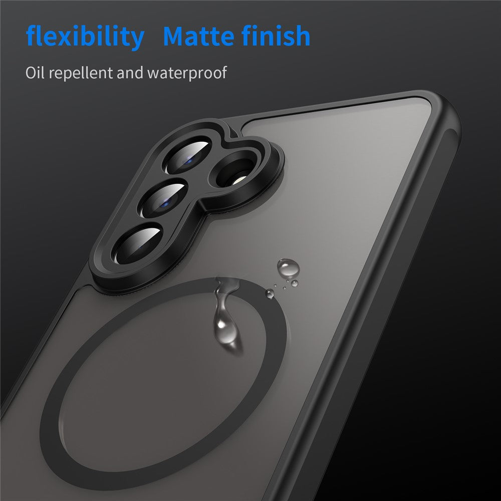 For Samsung Galaxy A57 5G Magnetic Case Anti Drop PC + TPU Phone Cover - Black