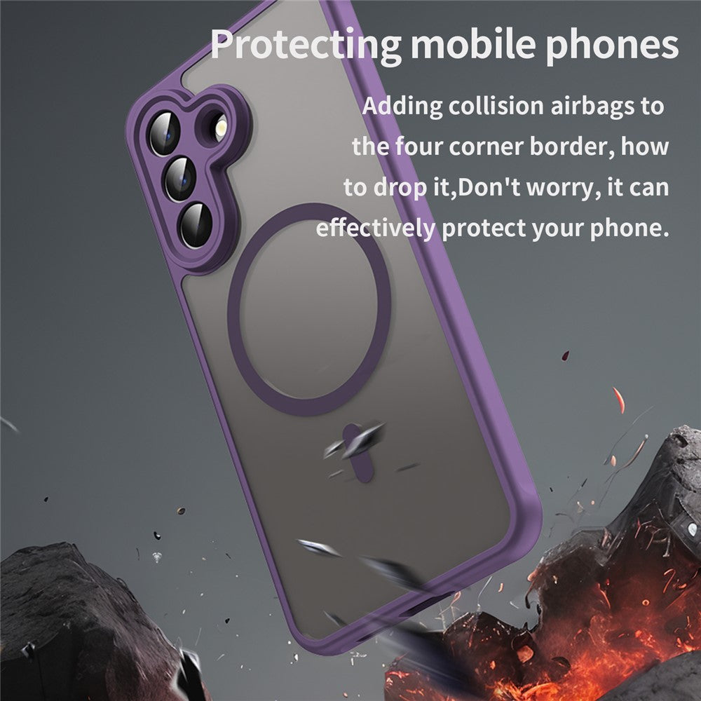 For Samsung Galaxy A57 5G Magnetic Case Anti Drop PC + TPU Phone Cover - Purple