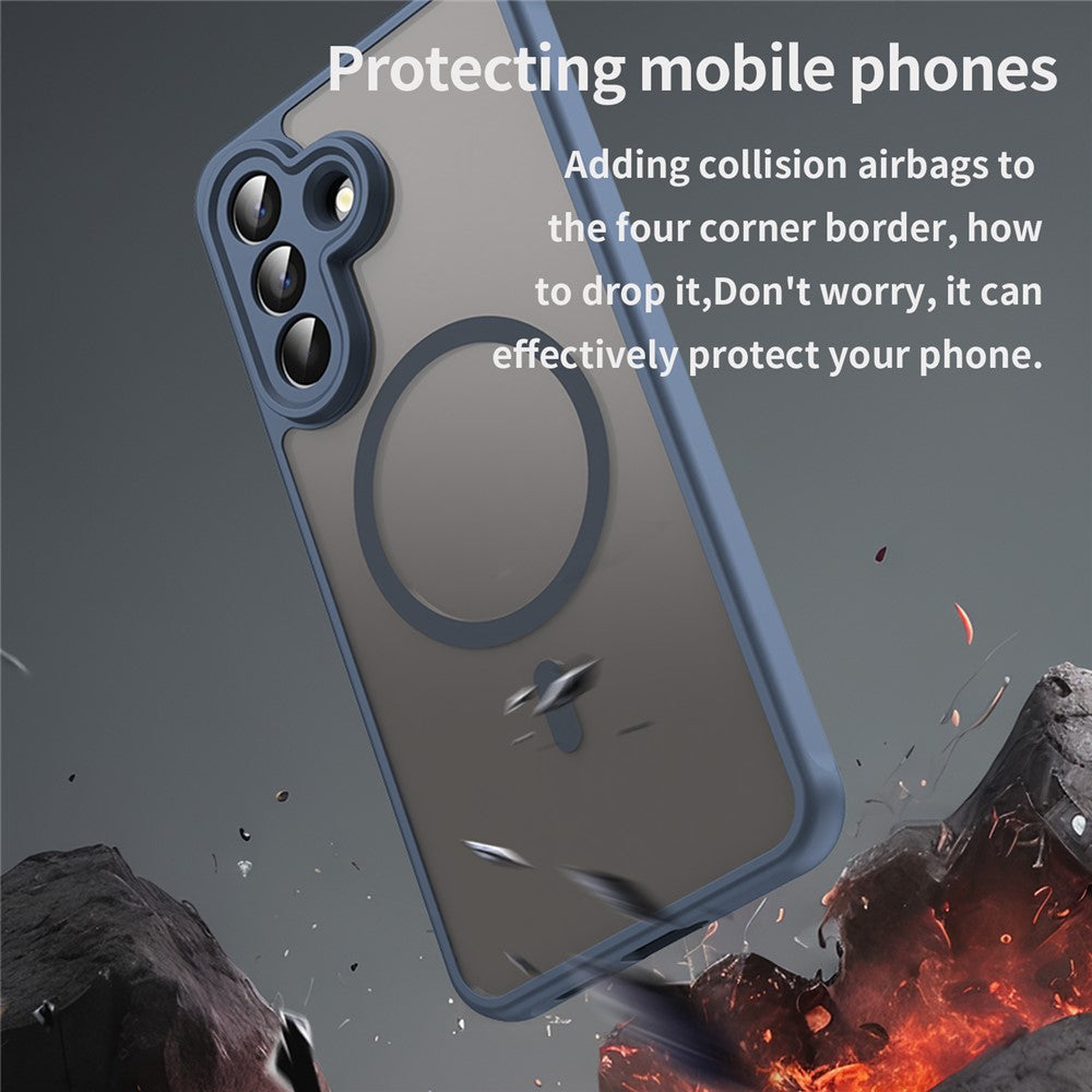 For Samsung Galaxy A57 5G Magnetic Case Anti Drop PC + TPU Phone Cover - Blue