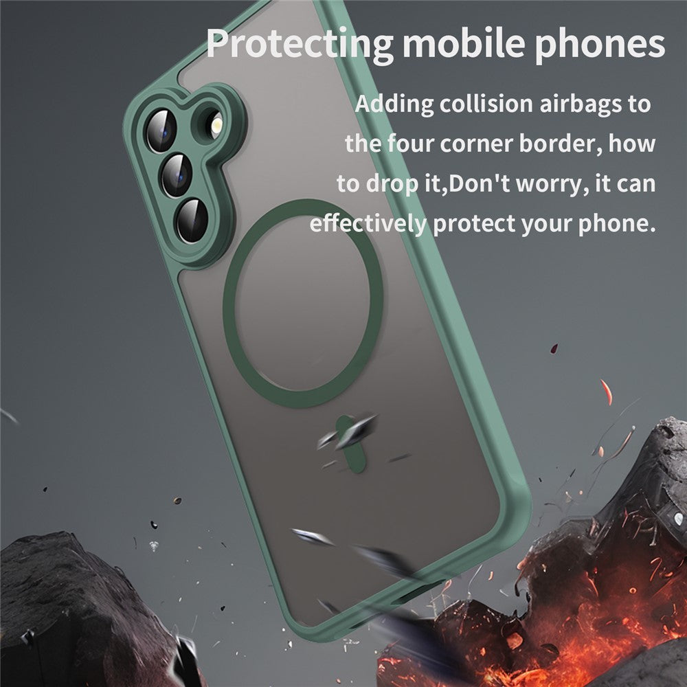 For Samsung Galaxy A57 5G Magnetic Case Anti Drop PC + TPU Phone Cover - Green