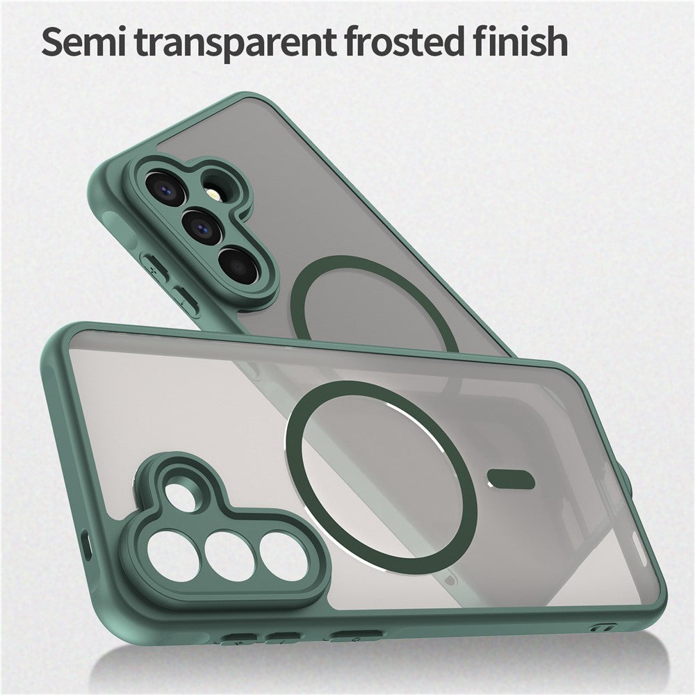 For Samsung Galaxy A57 5G Magnetic Case Anti Drop PC + TPU Phone Cover - Green