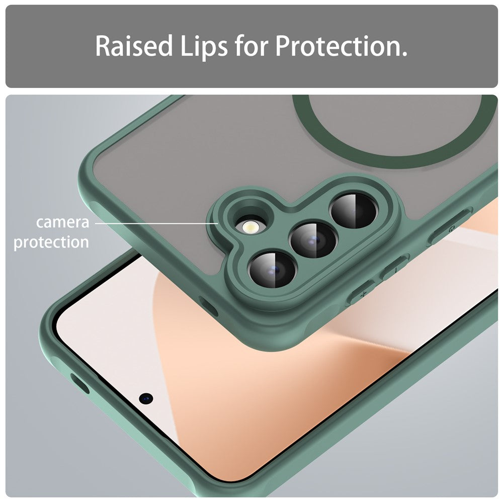 For Samsung Galaxy A57 5G Magnetic Case Anti Drop PC + TPU Phone Cover - Green