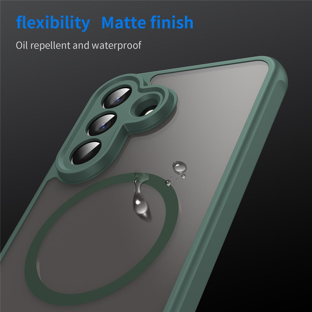 For Samsung Galaxy A57 5G Magnetic Case Anti Drop PC + TPU Phone Cover - Green