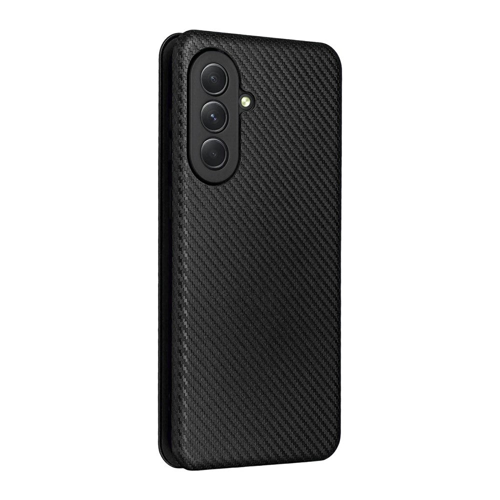 For Samsung Galaxy A57 5G Case Carbon Fiber Texture Drop-Proof PU Leather Phone Cover - Black
