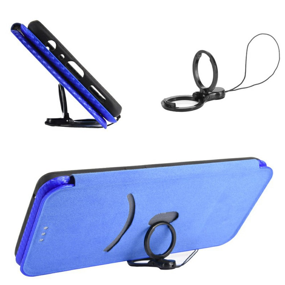 For Samsung Galaxy A57 5G Case Carbon Fiber Texture Drop-Proof PU Leather Phone Cover - Blue