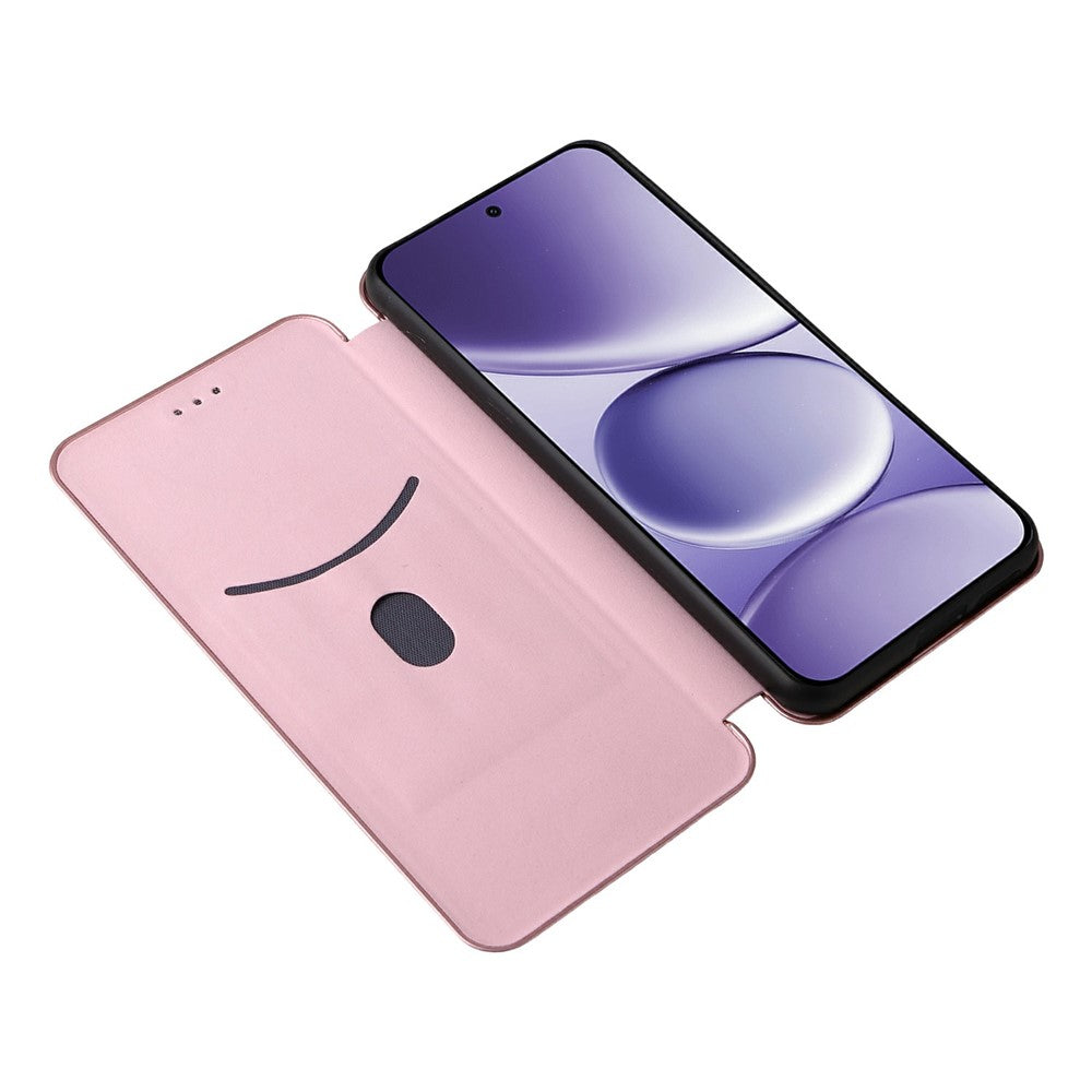 For Xiaomi Redmi Note 15 Pro 4G (Global) Case Carbon Fiber Texture Drop-Proof PU Leather Phone Cover - Rose Gold