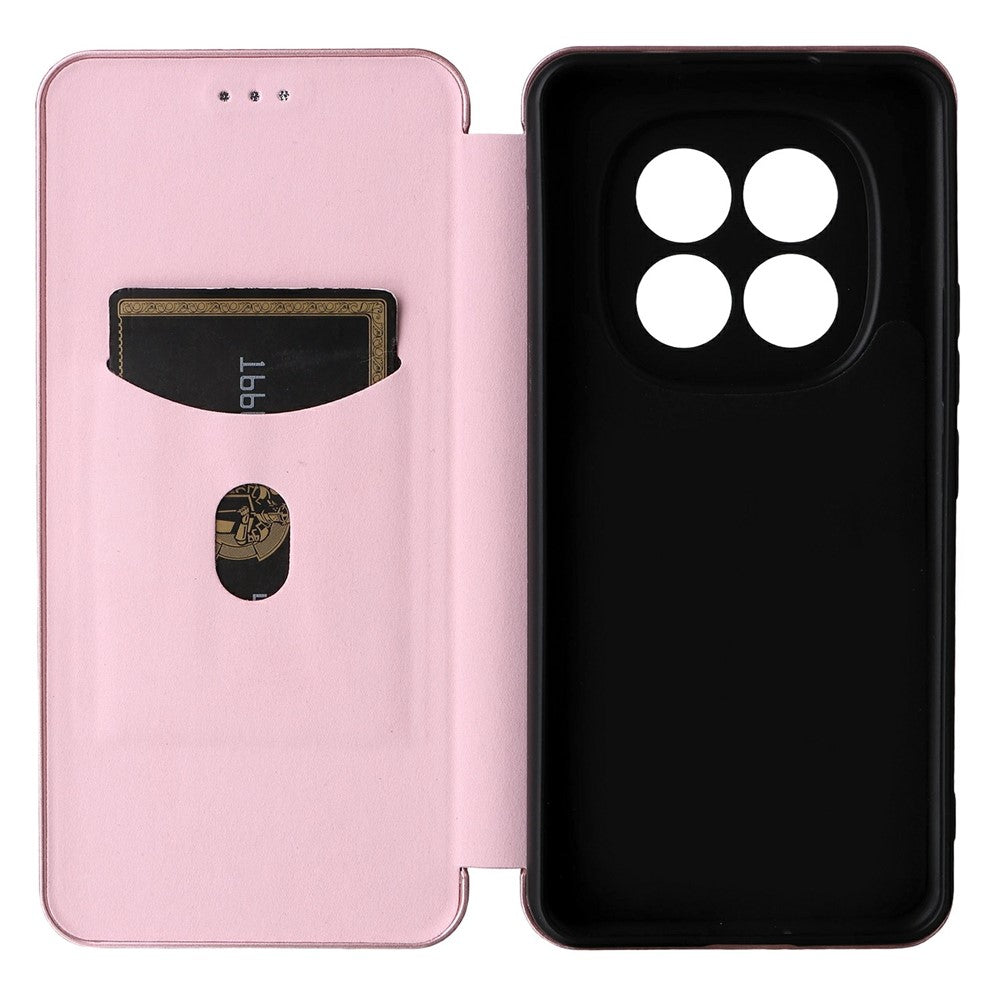 For Xiaomi Redmi Note 15 Pro 4G (Global) Case Carbon Fiber Texture Drop-Proof PU Leather Phone Cover - Rose Gold