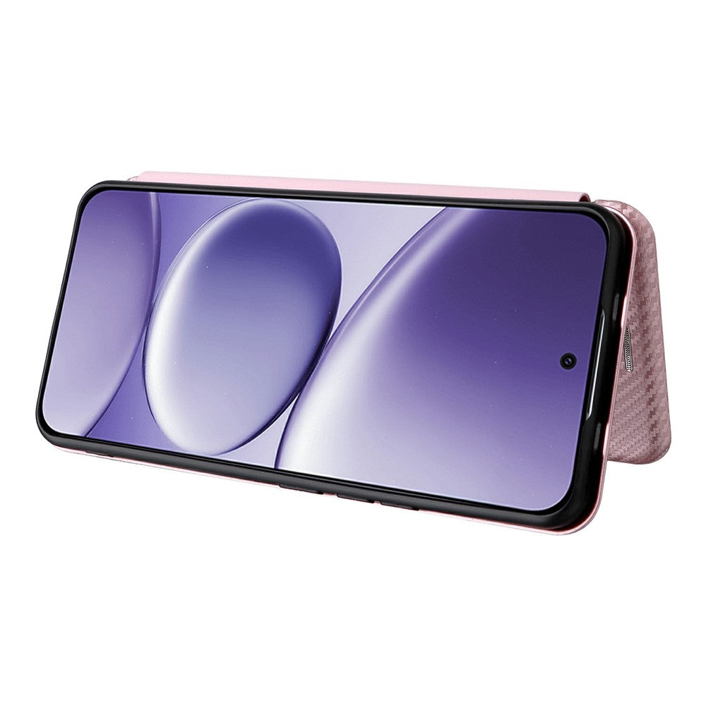 For Xiaomi Redmi Note 15 Pro 4G (Global) Case Carbon Fiber Texture Drop-Proof PU Leather Phone Cover - Rose Gold