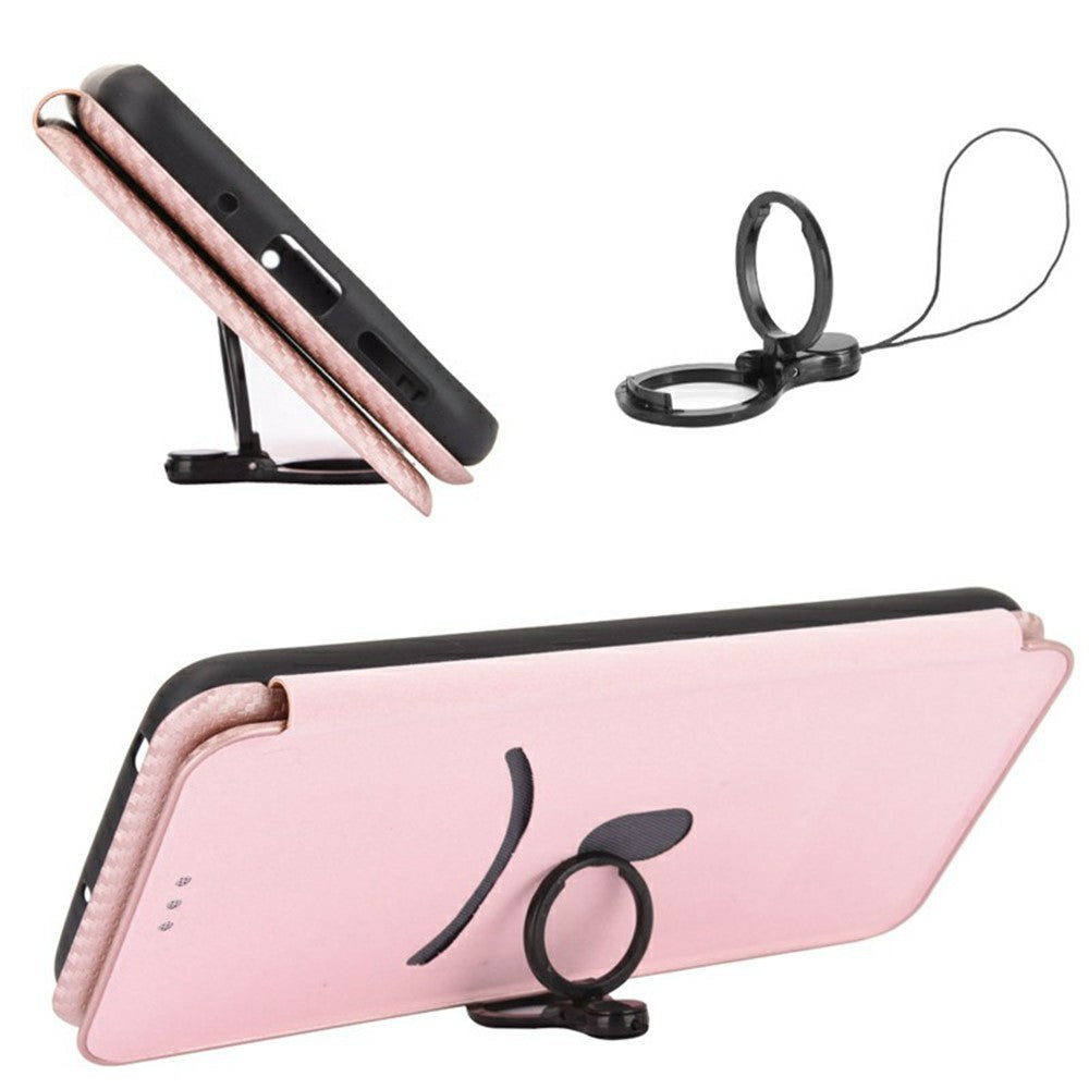 For Xiaomi Redmi Note 15 Pro 4G (Global) Case Carbon Fiber Texture Drop-Proof PU Leather Phone Cover - Rose Gold