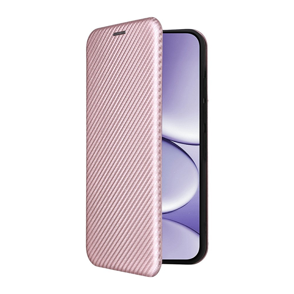 For Xiaomi Redmi Note 15 Pro 4G (Global) Case Carbon Fiber Texture Drop-Proof PU Leather Phone Cover - Rose Gold