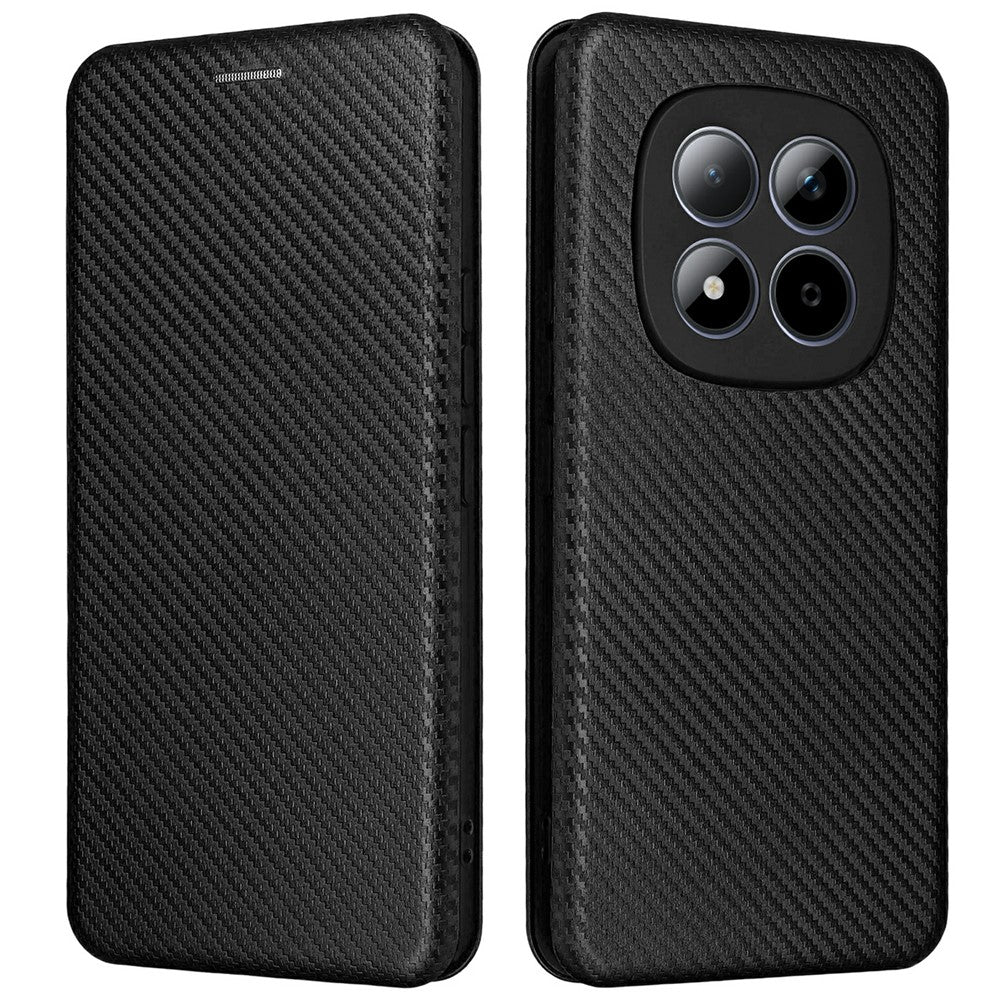 For Xiaomi Redmi Note 15 Pro 4G (Global) Case Carbon Fiber Texture Drop-Proof PU Leather Phone Cover - Black