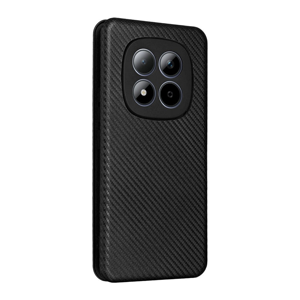 For Xiaomi Redmi Note 15 Pro 4G (Global) Case Carbon Fiber Texture Drop-Proof PU Leather Phone Cover - Black