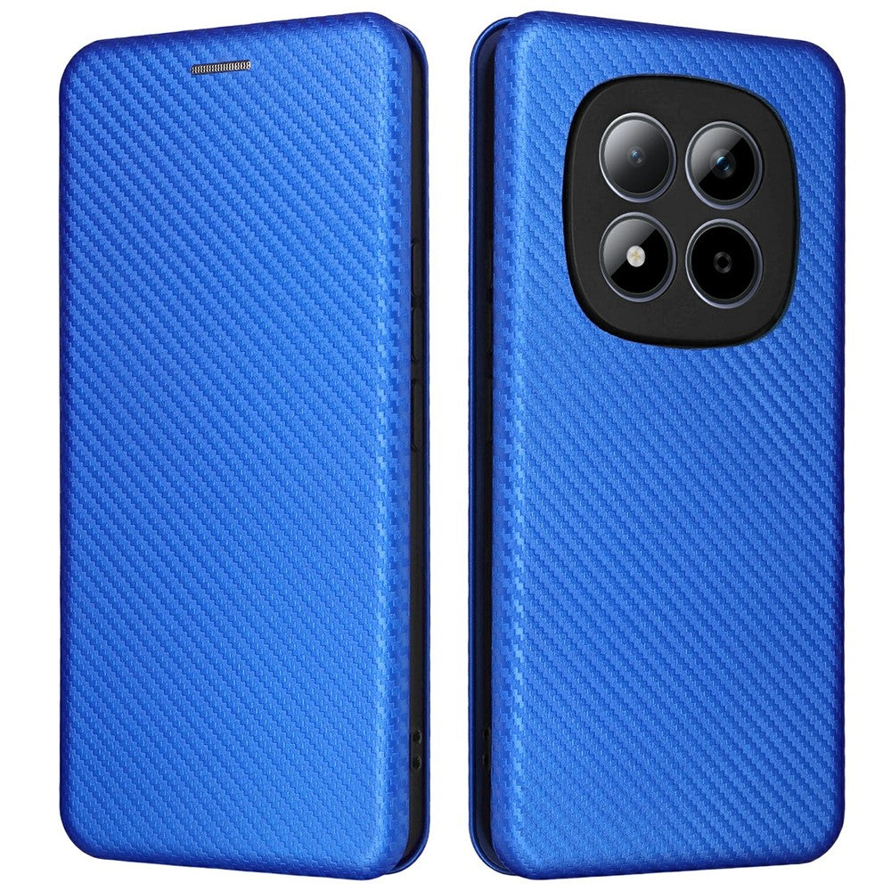 For Xiaomi Redmi Note 15 Pro 4G (Global) Case Carbon Fiber Texture Drop-Proof PU Leather Phone Cover - Blue