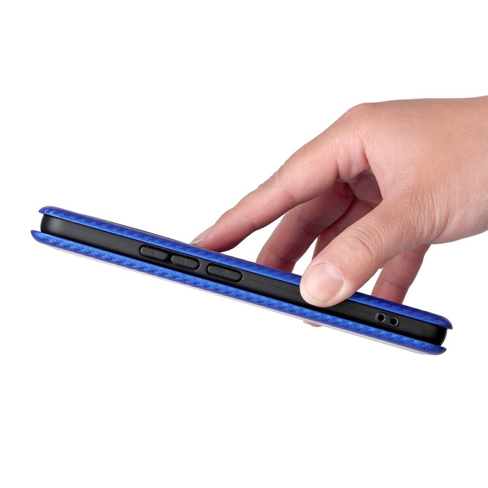 For Xiaomi Redmi Note 15 Pro 4G (Global) Case Carbon Fiber Texture Drop-Proof PU Leather Phone Cover - Blue