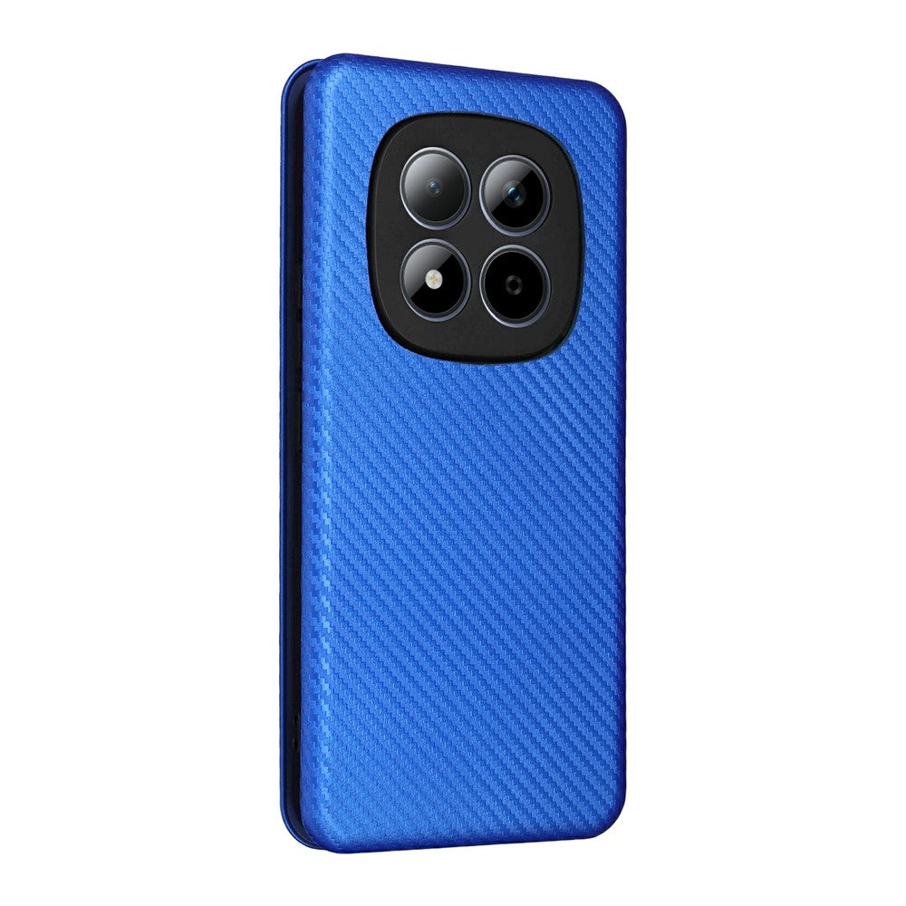 For Xiaomi Redmi Note 15 Pro 4G (Global) Case Carbon Fiber Texture Drop-Proof PU Leather Phone Cover - Blue