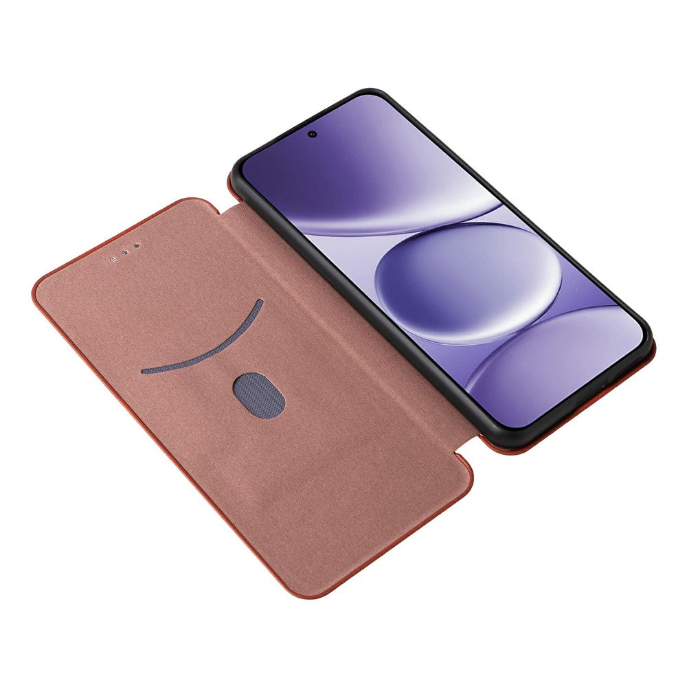 For Xiaomi Redmi Note 15 Pro 4G (Global) Case Carbon Fiber Texture Drop-Proof PU Leather Phone Cover - Brown