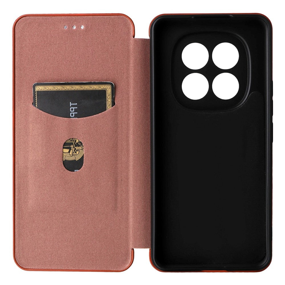 For Xiaomi Redmi Note 15 Pro 4G (Global) Case Carbon Fiber Texture Drop-Proof PU Leather Phone Cover - Brown