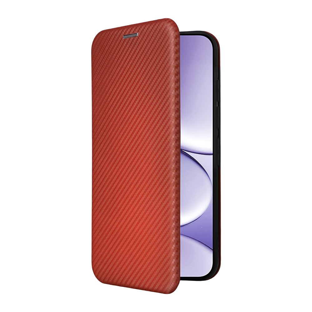 For Xiaomi Redmi Note 15 Pro 4G (Global) Case Carbon Fiber Texture Drop-Proof PU Leather Phone Cover - Brown