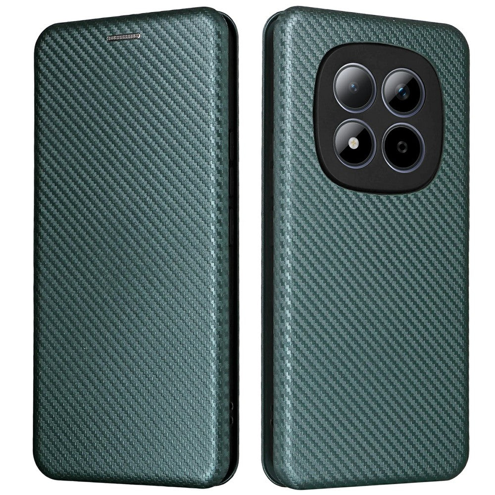 For Xiaomi Redmi Note 15 Pro 4G (Global) Case Carbon Fiber Texture Drop-Proof PU Leather Phone Cover - Green
