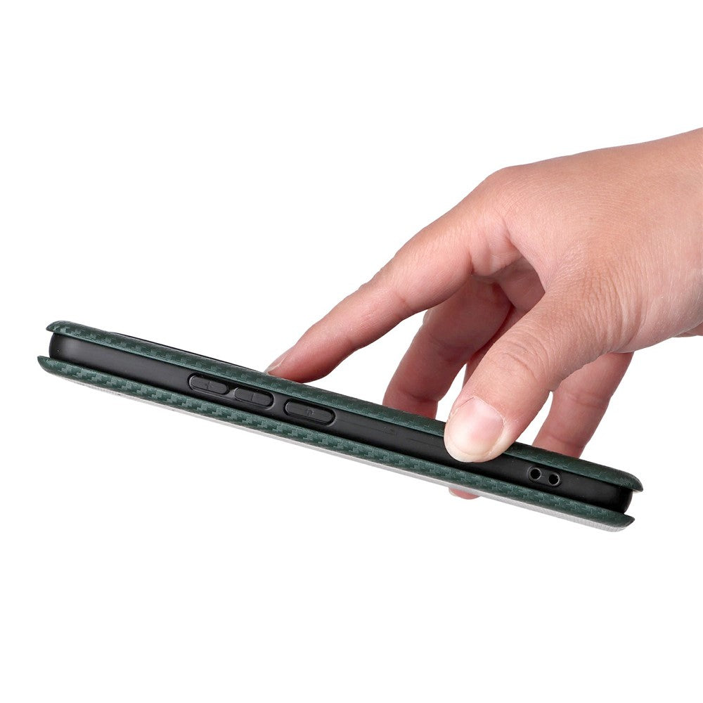 For Xiaomi Redmi Note 15 Pro 4G (Global) Case Carbon Fiber Texture Drop-Proof PU Leather Phone Cover - Green