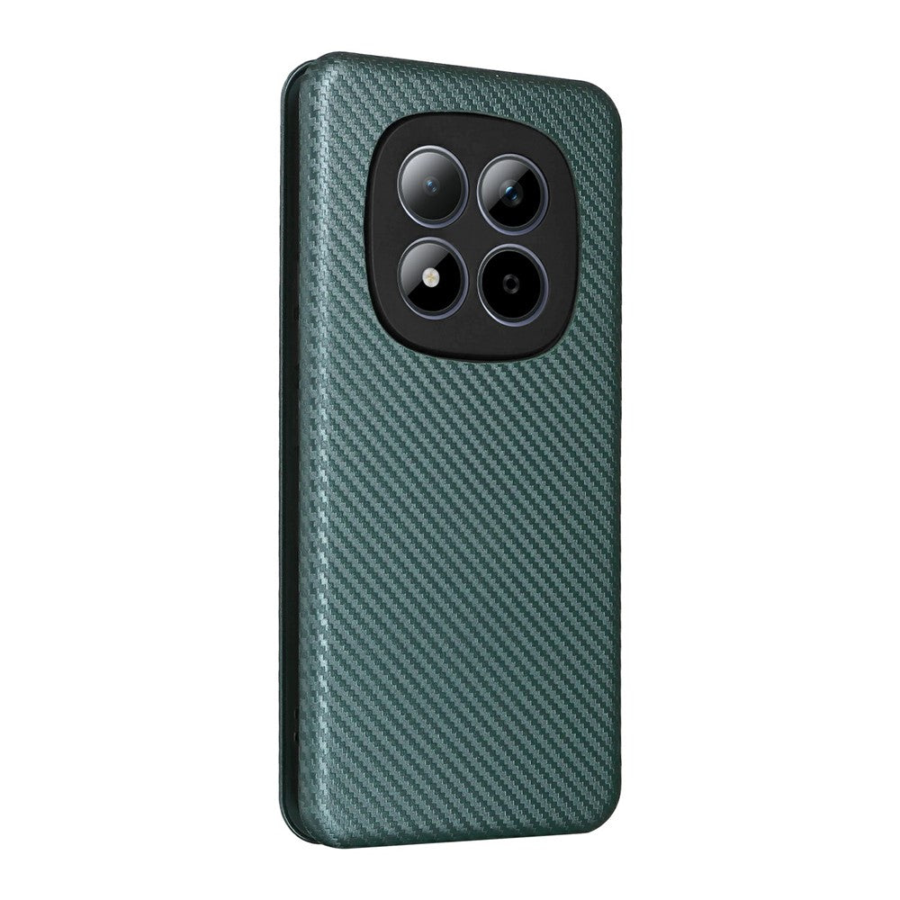 For Xiaomi Redmi Note 15 Pro 4G (Global) Case Carbon Fiber Texture Drop-Proof PU Leather Phone Cover - Green