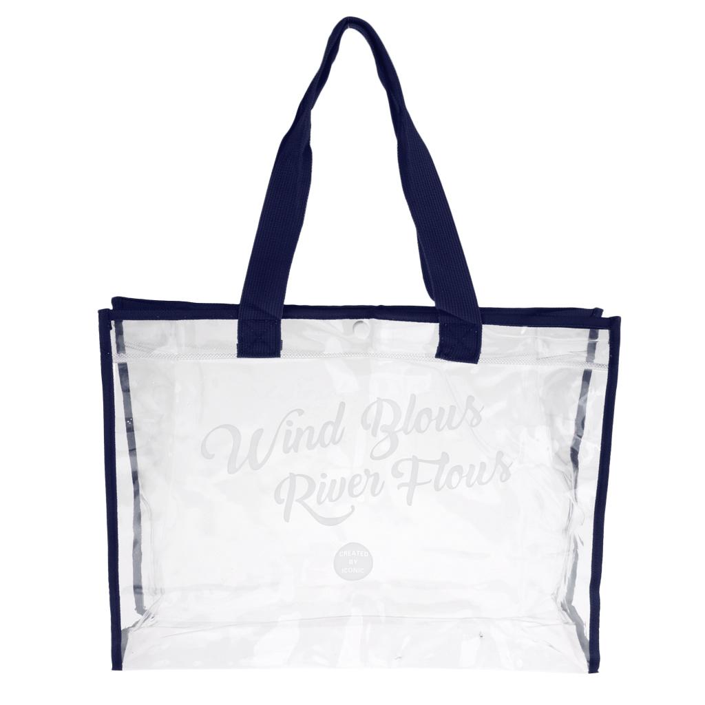 Waterproof Clear Hand Tote Bag for Outdoor Camping Swimming Beach Dark Blue