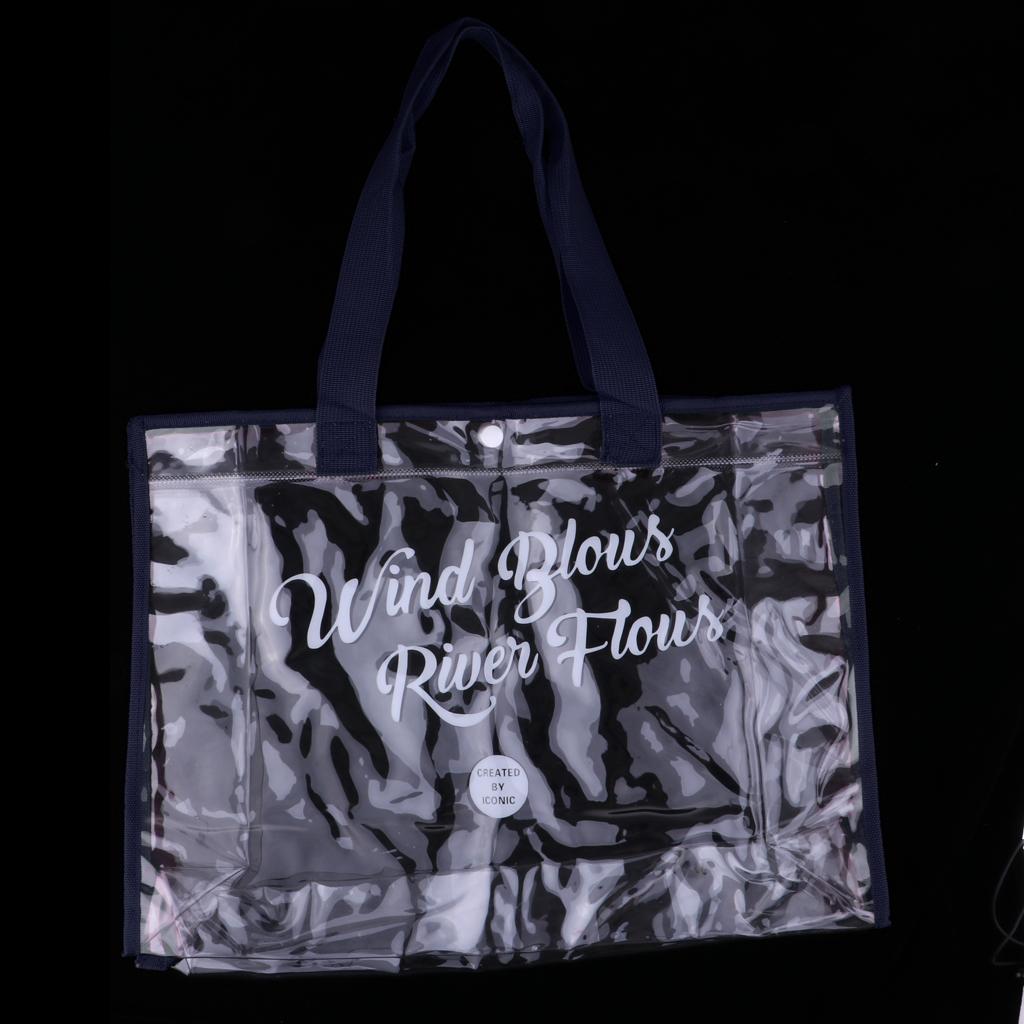 Waterproof Clear Hand Tote Bag for Outdoor Camping Swimming Beach Dark Blue