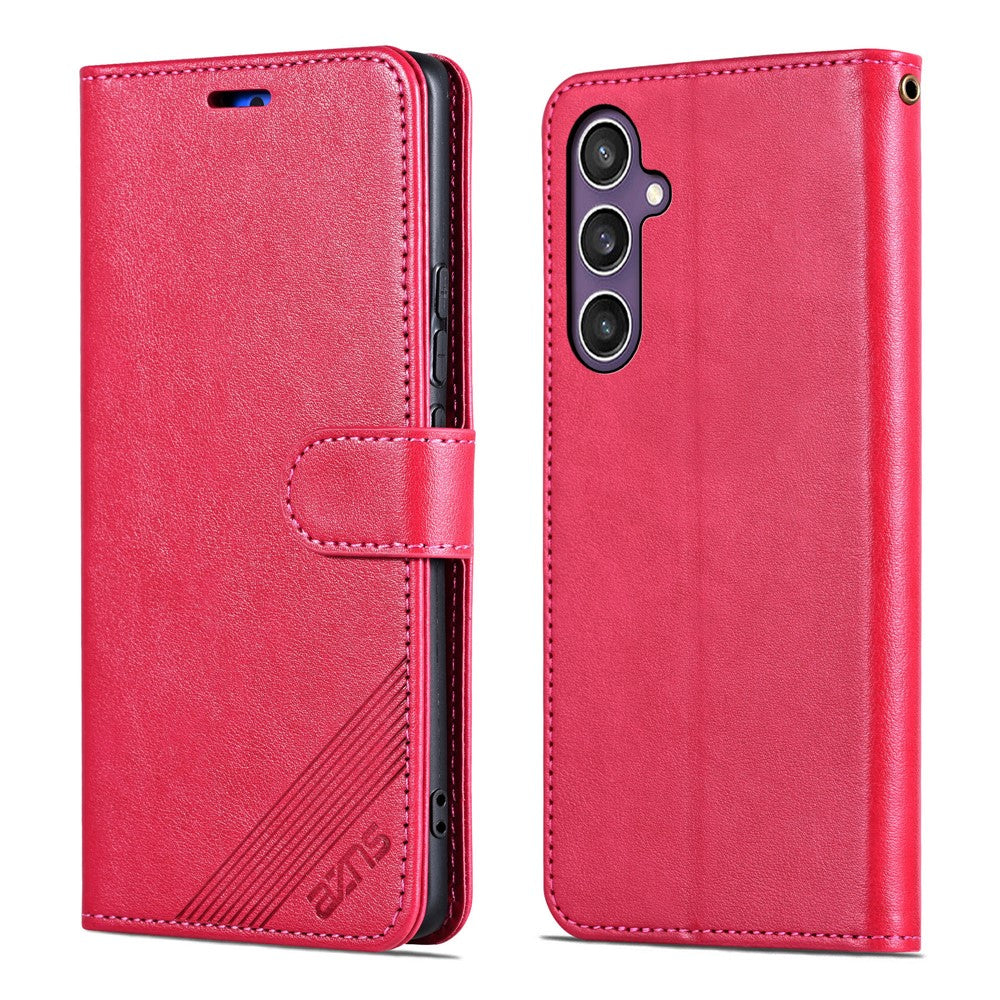 AZNS For Samsung Galaxy A57 5G Case Anti-Scratch PU Leather Stand Wallet Phone Cover - Red
