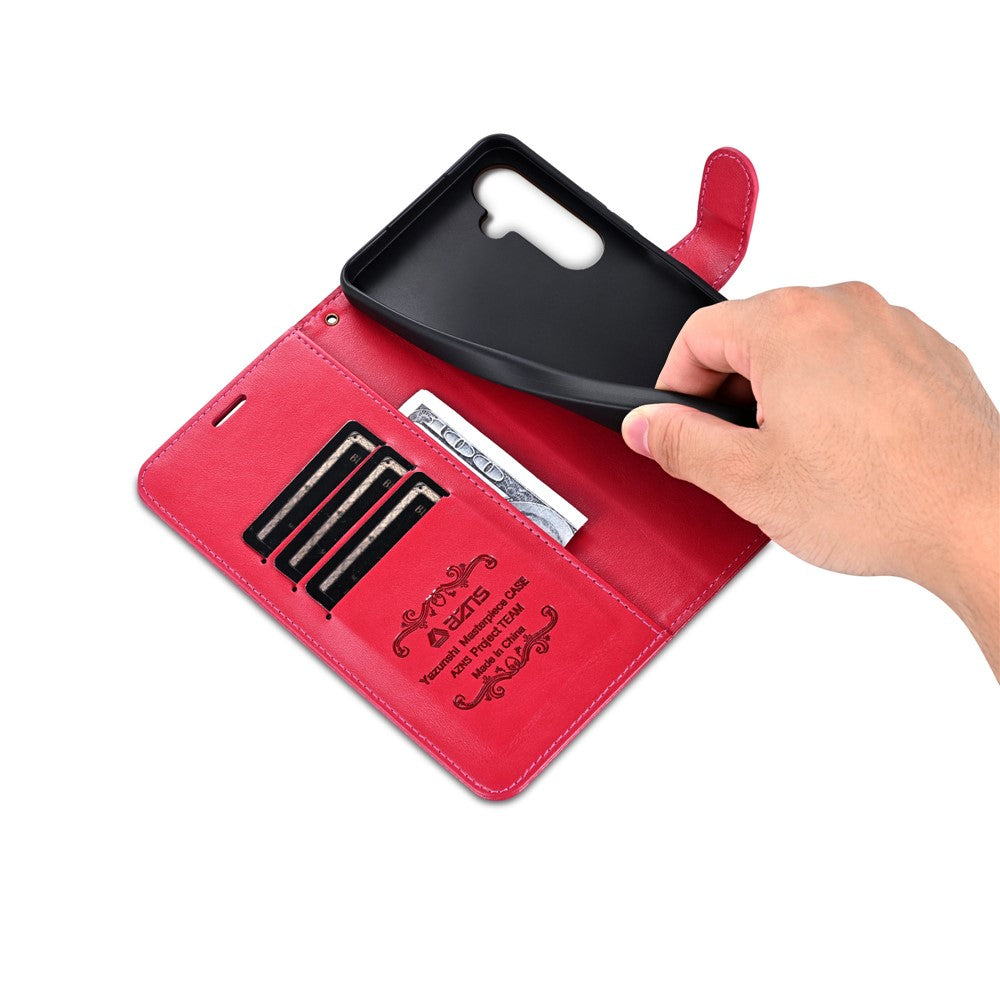 AZNS For Samsung Galaxy A57 5G Case Anti-Scratch PU Leather Stand Wallet Phone Cover - Red