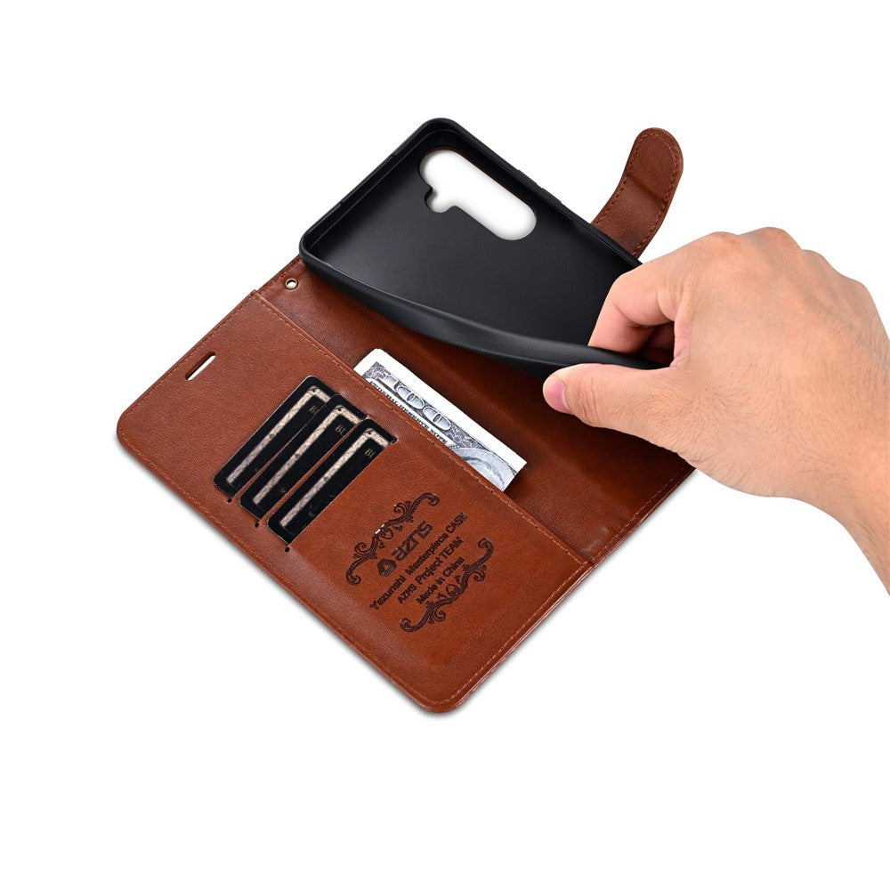AZNS For Samsung Galaxy A57 5G Case Anti-Scratch PU Leather Stand Wallet Phone Cover - Brown