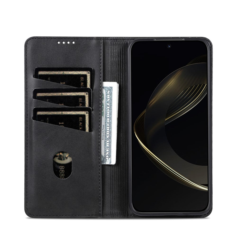 AZNS For Samsung Galaxy A57 5G Case Cowhide Texture PU Leather Wallet Phone Cover - Black
