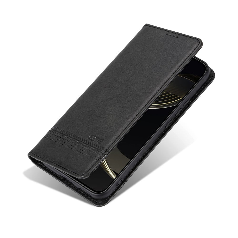 AZNS For Samsung Galaxy A57 5G Case Cowhide Texture PU Leather Wallet Phone Cover - Black