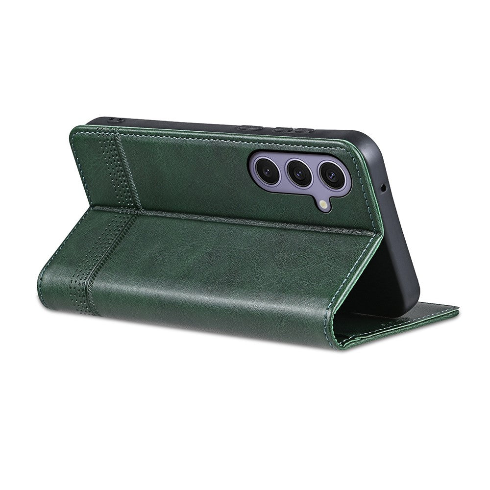 AZNS For Samsung Galaxy A57 5G Case Cowhide Texture PU Leather Wallet Phone Cover - Green