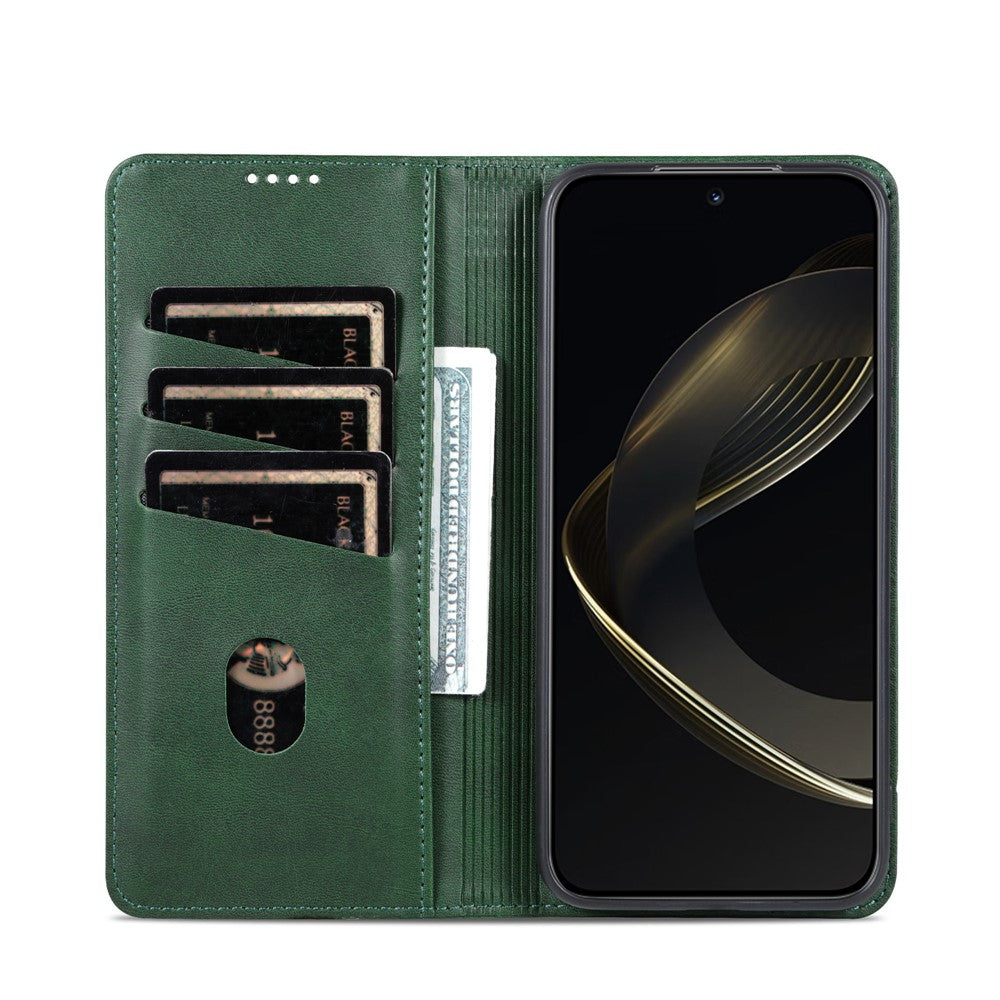AZNS For Samsung Galaxy A57 5G Case Cowhide Texture PU Leather Wallet Phone Cover - Green