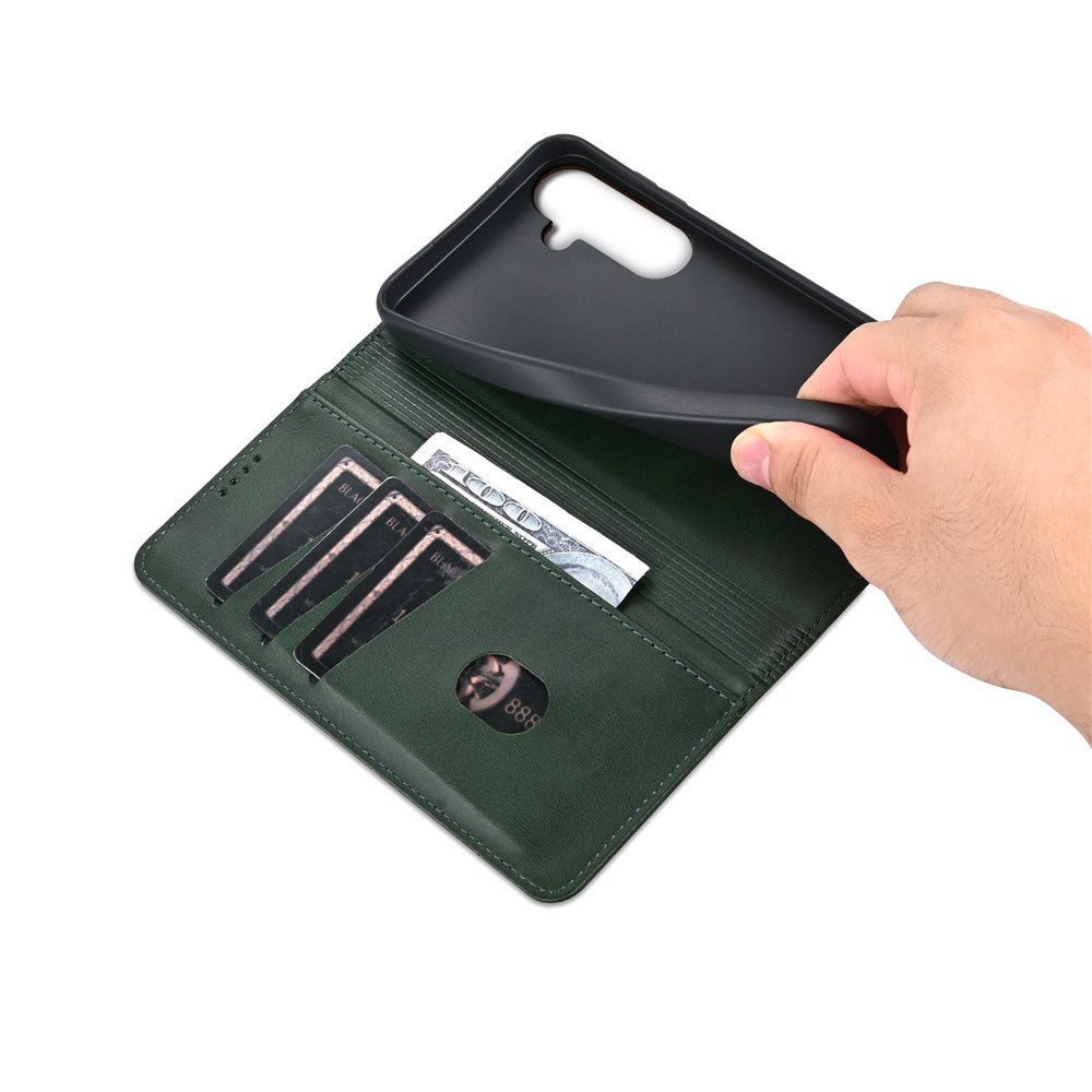 AZNS For Samsung Galaxy A57 5G Case Cowhide Texture PU Leather Wallet Phone Cover - Green