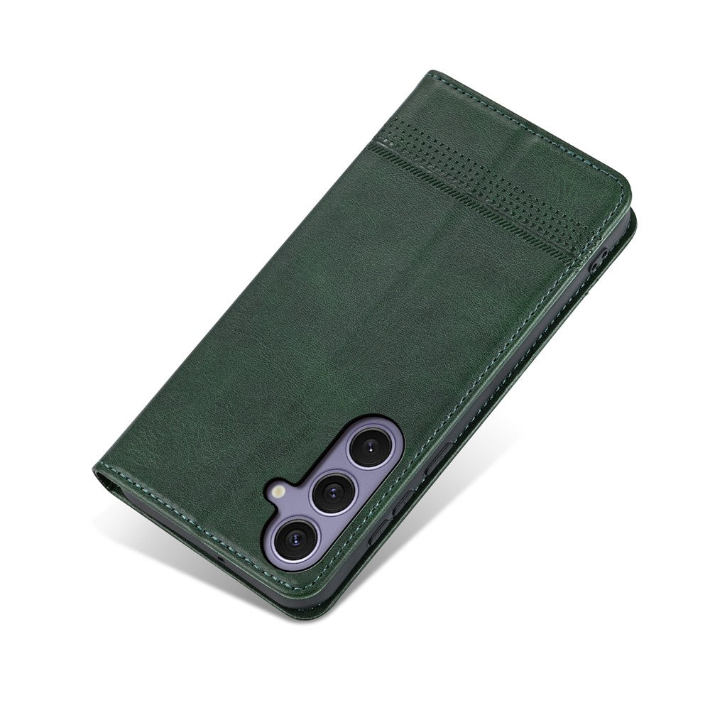 AZNS For Samsung Galaxy A57 5G Case Cowhide Texture PU Leather Wallet Phone Cover - Green