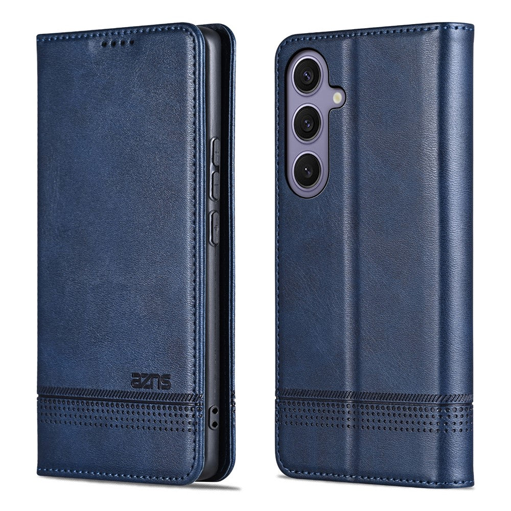 AZNS For Samsung Galaxy A57 5G Case Cowhide Texture PU Leather Wallet Phone Cover - Blue