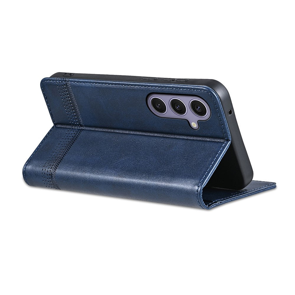 AZNS For Samsung Galaxy A57 5G Case Cowhide Texture PU Leather Wallet Phone Cover - Blue