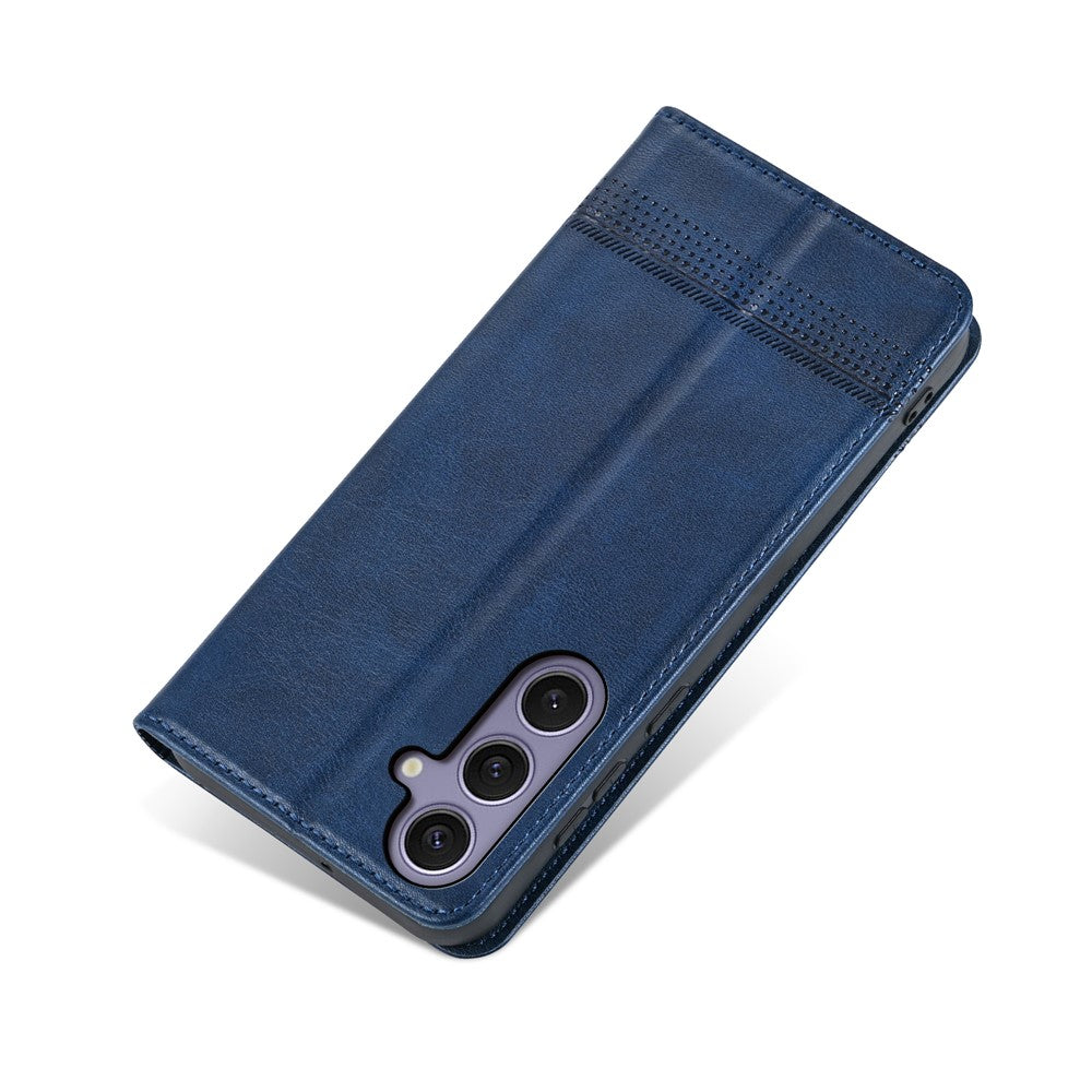 AZNS For Samsung Galaxy A57 5G Case Cowhide Texture PU Leather Wallet Phone Cover - Blue