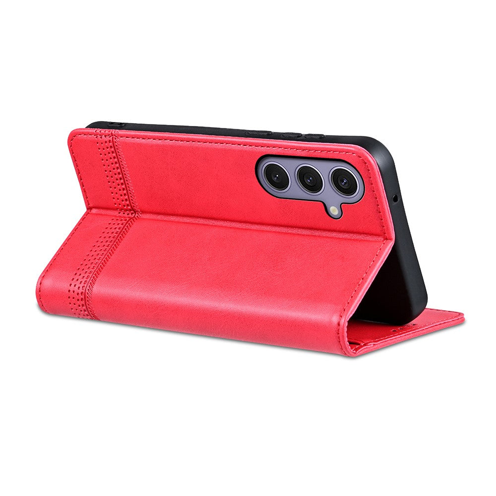 AZNS For Samsung Galaxy A57 5G Case Cowhide Texture PU Leather Wallet Phone Cover - Red