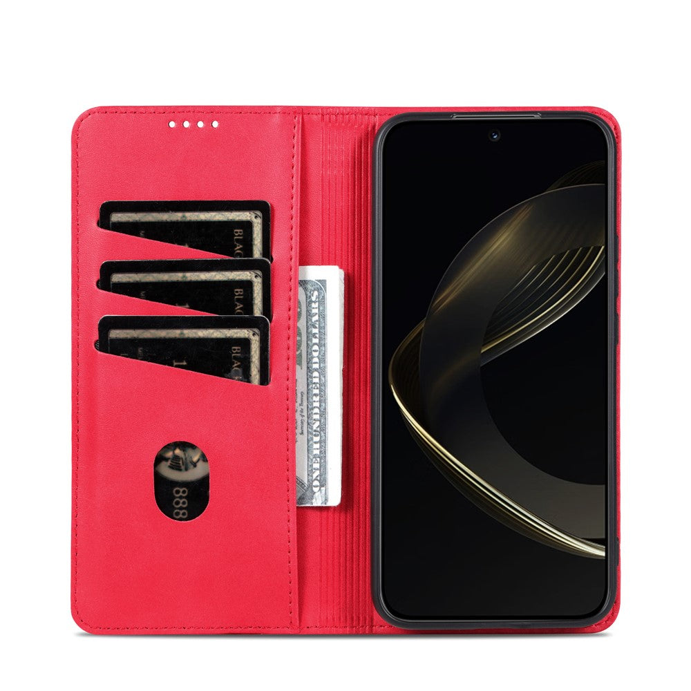 AZNS For Samsung Galaxy A57 5G Case Cowhide Texture PU Leather Wallet Phone Cover - Red