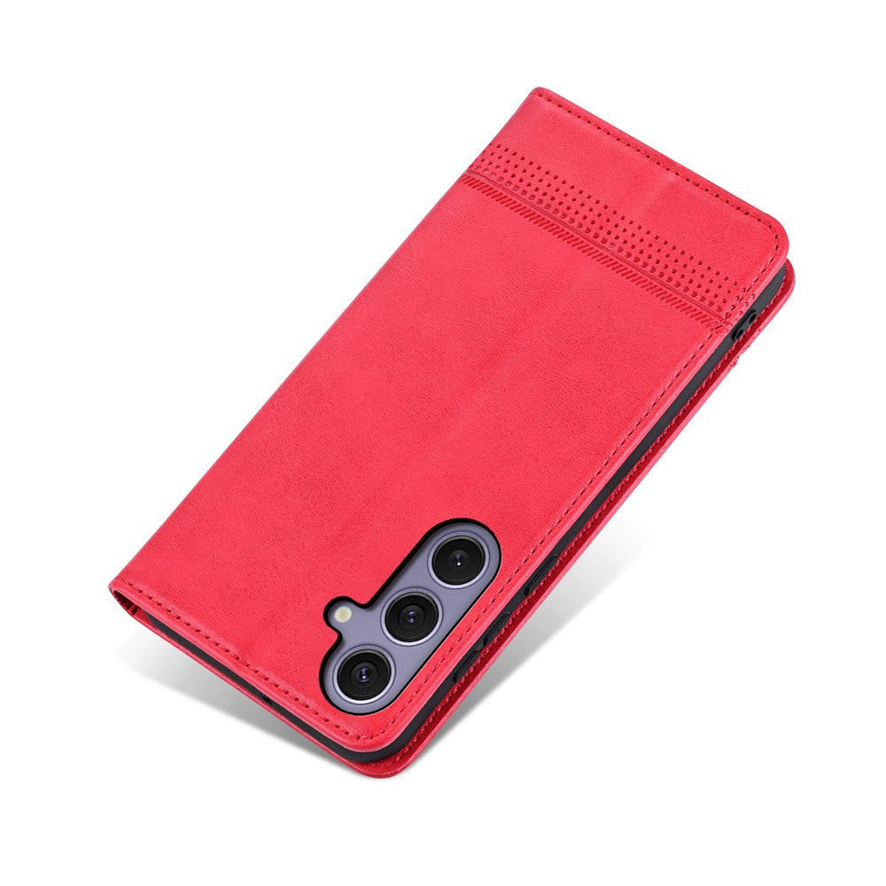 AZNS For Samsung Galaxy A57 5G Case Cowhide Texture PU Leather Wallet Phone Cover - Red