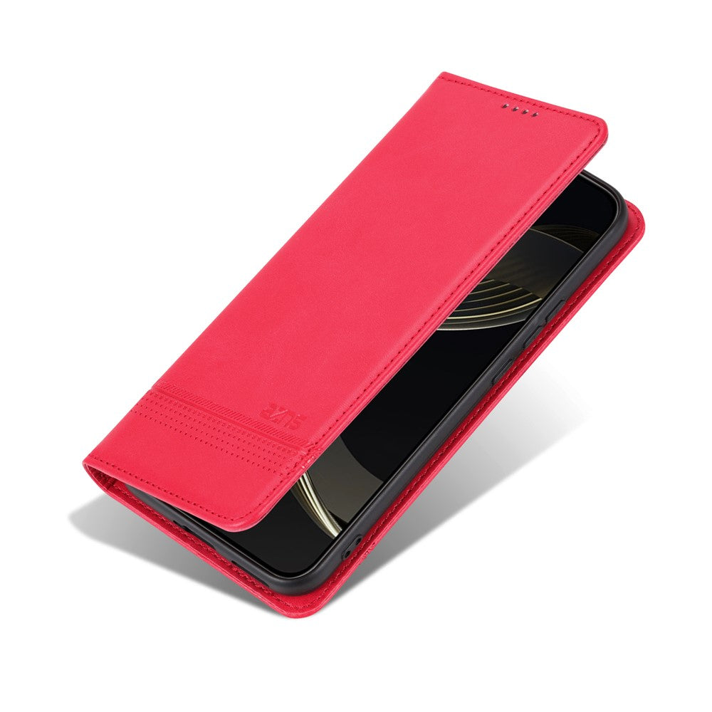 AZNS For Samsung Galaxy A57 5G Case Cowhide Texture PU Leather Wallet Phone Cover - Red