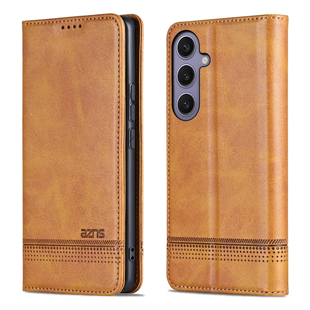 AZNS For Samsung Galaxy A57 5G Case Cowhide Texture PU Leather Wallet Phone Cover - Brown