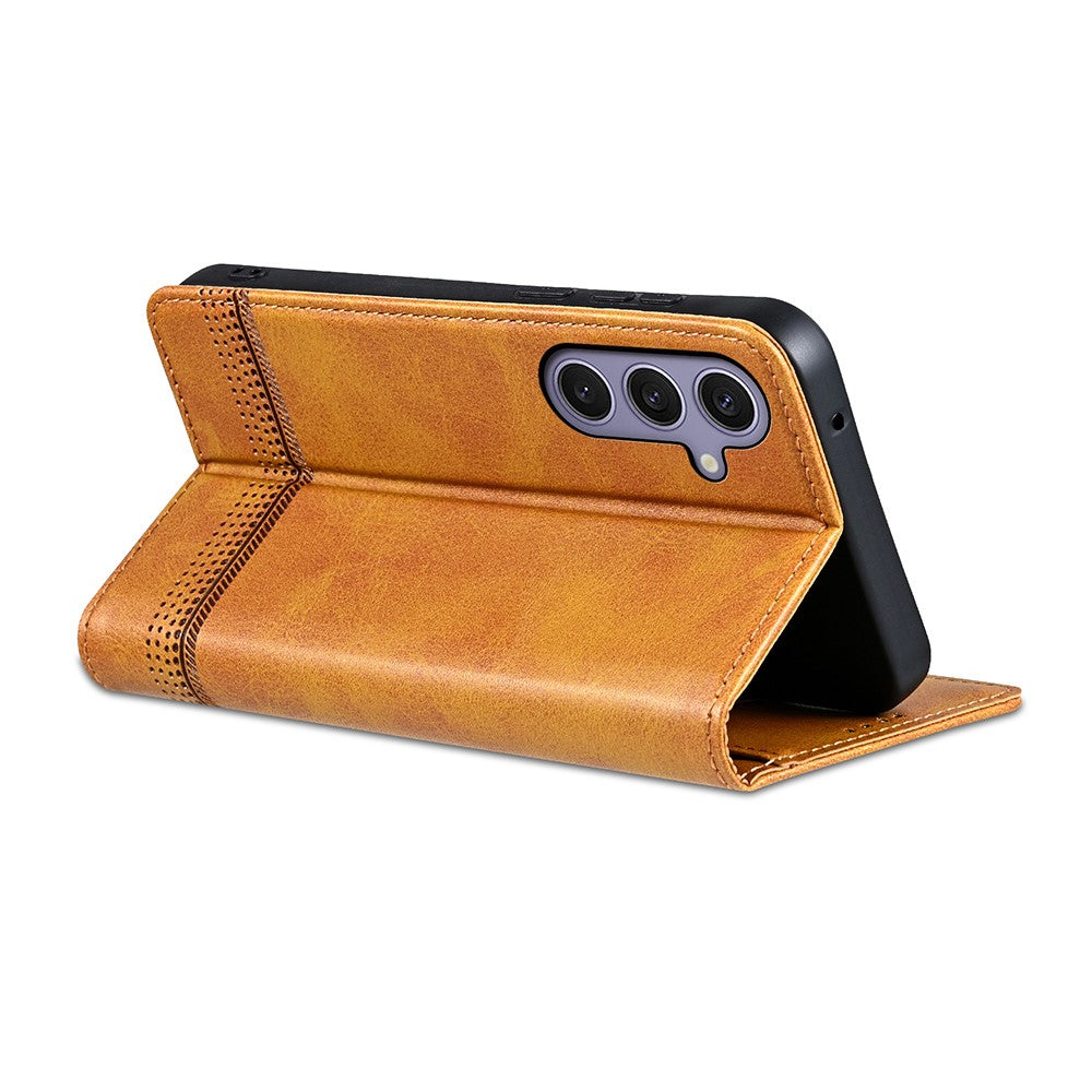 AZNS For Samsung Galaxy A57 5G Case Cowhide Texture PU Leather Wallet Phone Cover - Brown