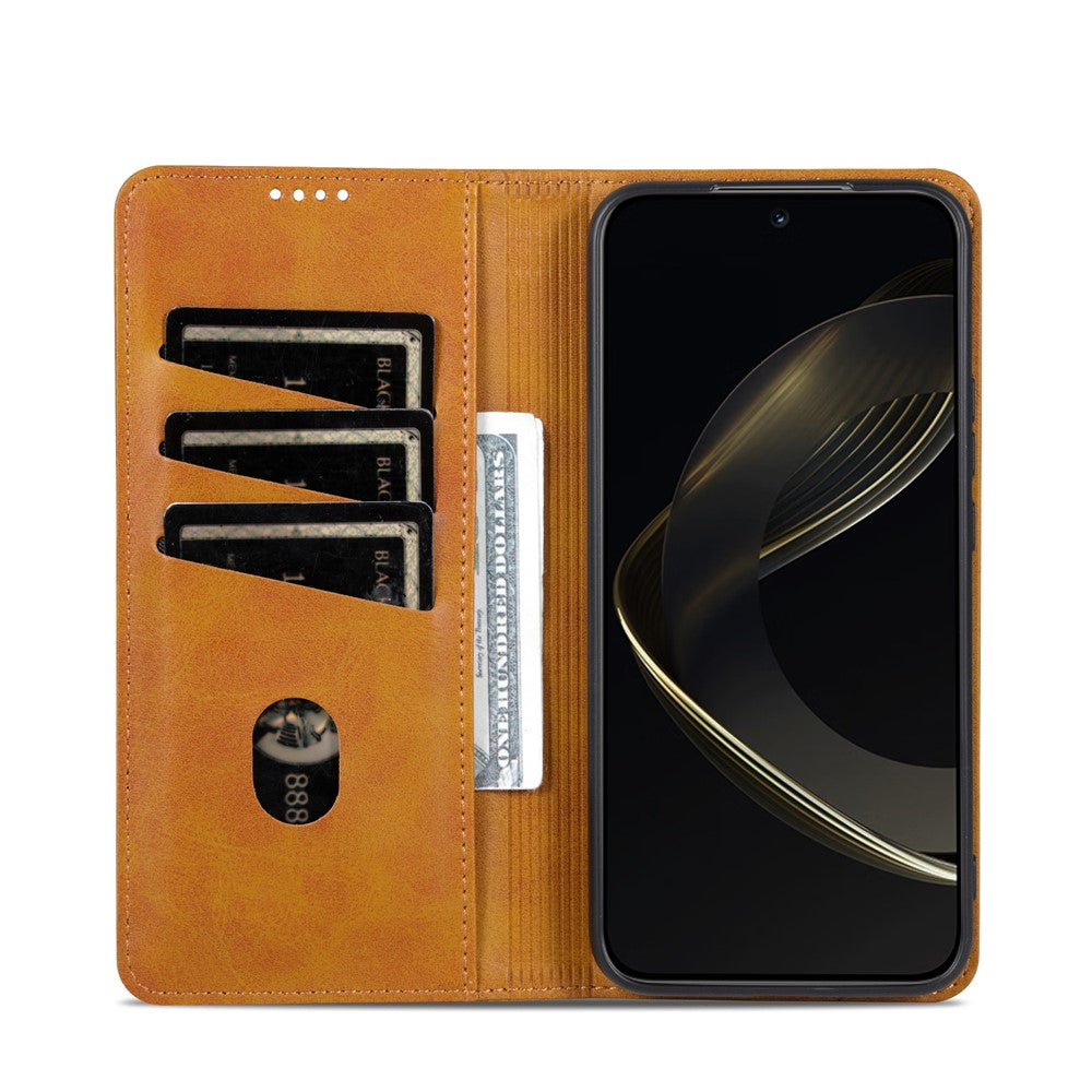 AZNS For Samsung Galaxy A57 5G Case Cowhide Texture PU Leather Wallet Phone Cover - Brown