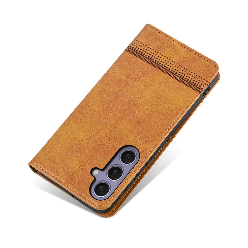 AZNS For Samsung Galaxy A57 5G Case Cowhide Texture PU Leather Wallet Phone Cover - Brown