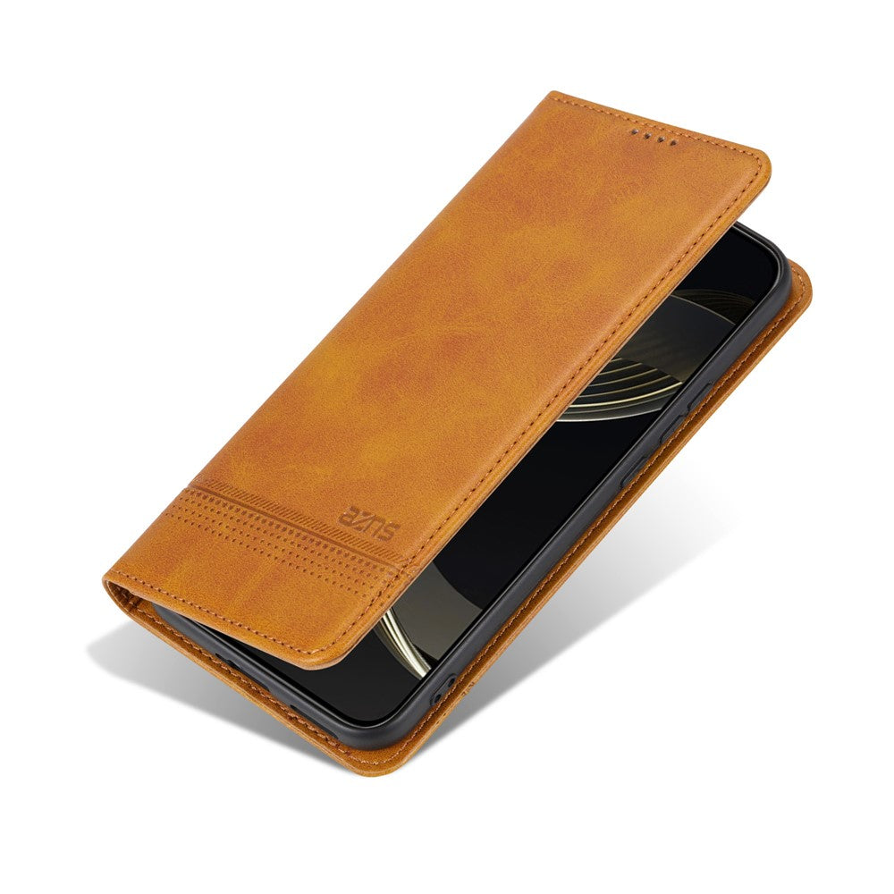 AZNS For Samsung Galaxy A57 5G Case Cowhide Texture PU Leather Wallet Phone Cover - Brown