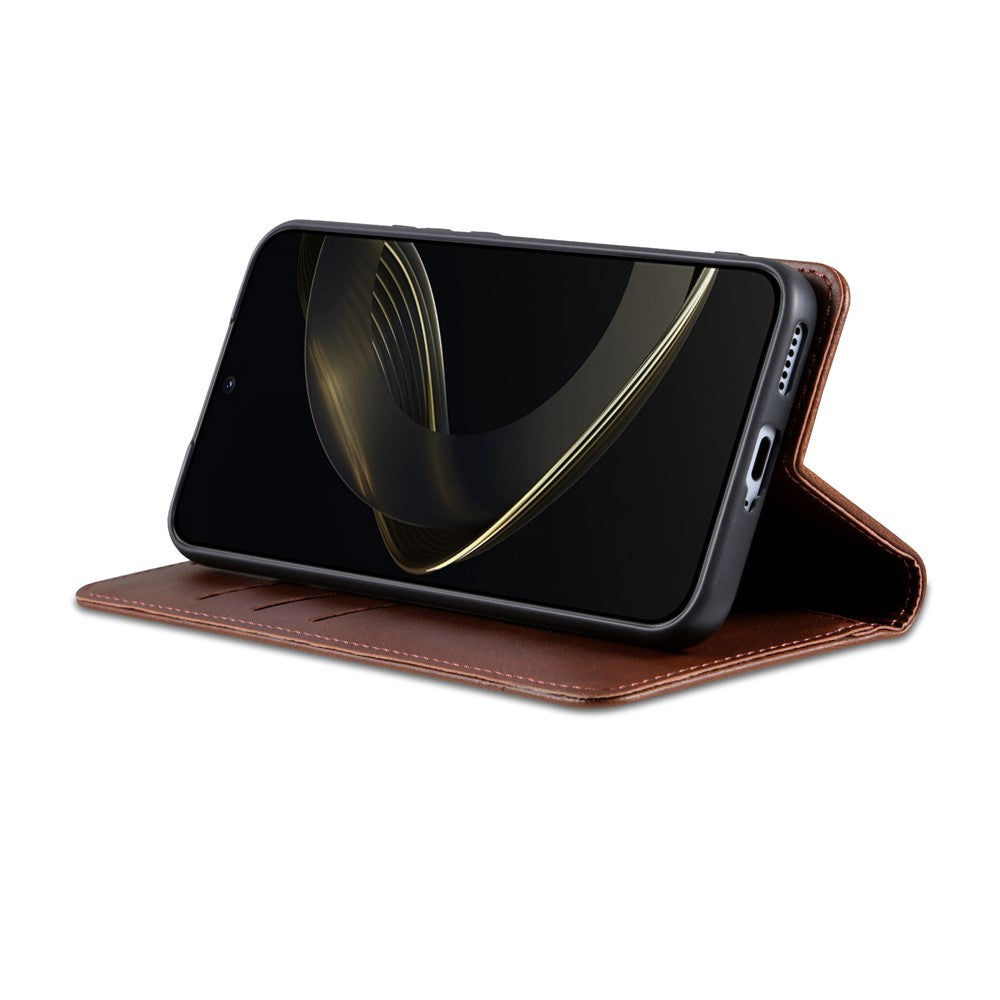 AZNS For Samsung Galaxy A57 5G Case Cowhide Texture PU Leather Wallet Phone Cover - Coffee